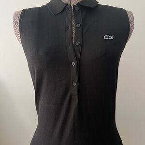 Lacoste Women's Black Sleeveless Button Down Shirt
